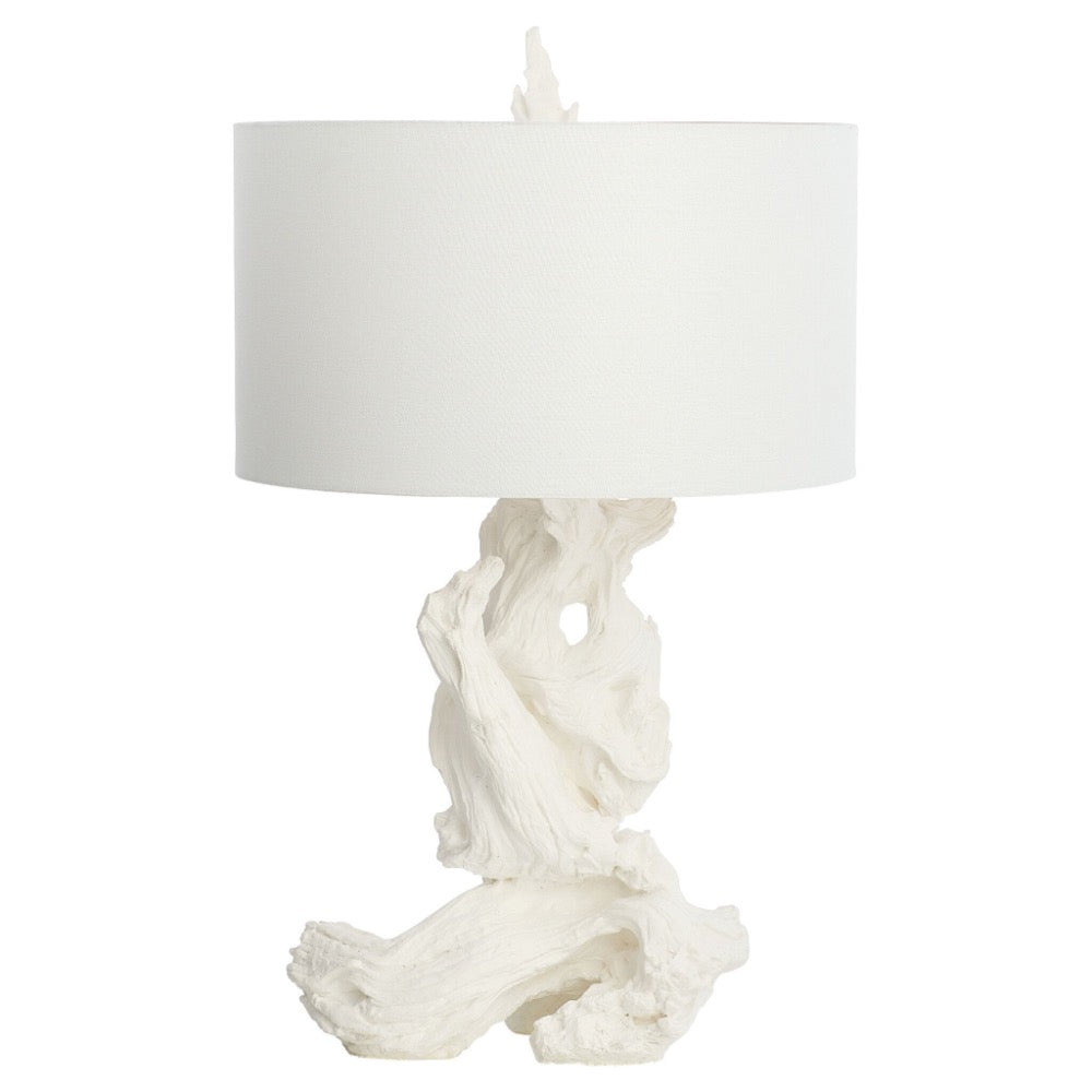 table lamp driftwood white plaster coastal linen shade