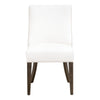 dark wood legs dining chair white seat natural linen back