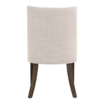 dark wood legs dining chair white seat natural linen back