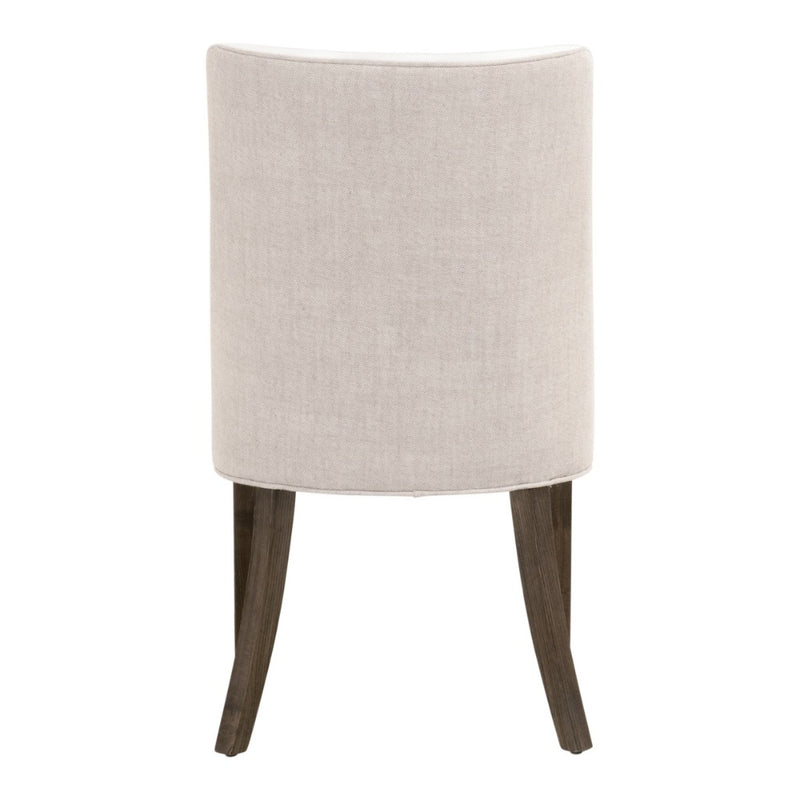 dark wood legs dining chair white seat natural linen back