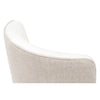 dark wood legs dining chair white seat natural linen back
