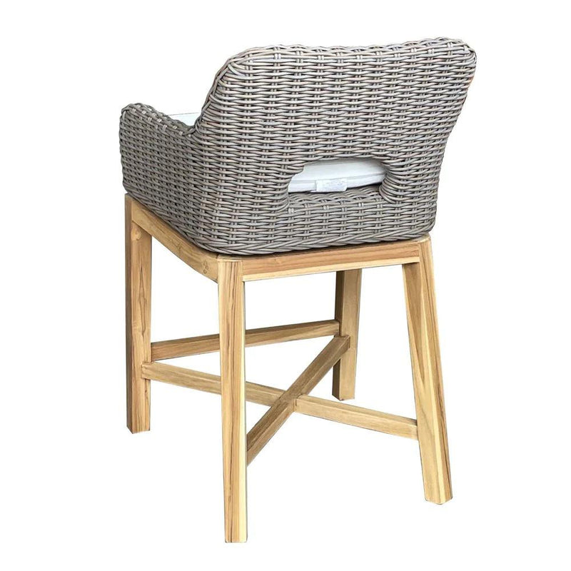 outdoor swivel counter stool all weather weave kubu gray aluminum frame