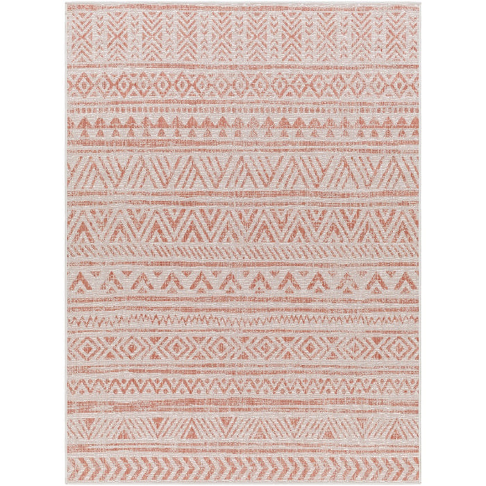 outdoor area rug woven patterned coral 