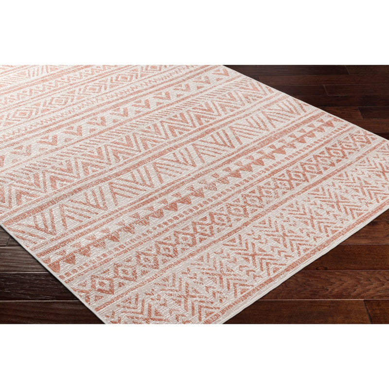 outdoor area rug woven patterned coral 