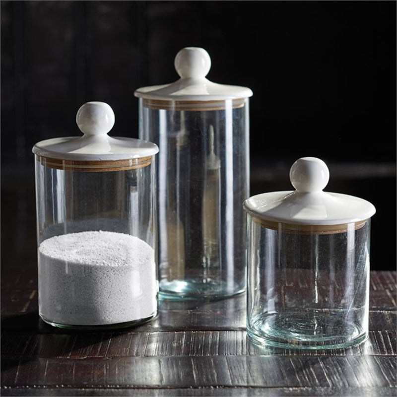 glass white canister set lid knob handle modern
