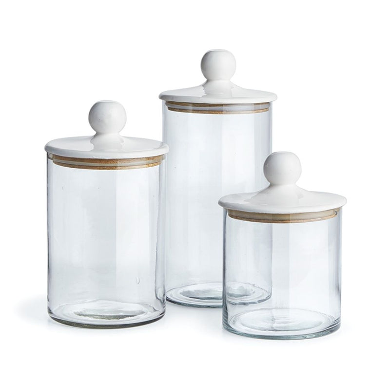 glass white canister set lid knob handle modern