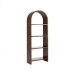 etagere dark burl finish 4 shelves rounded top