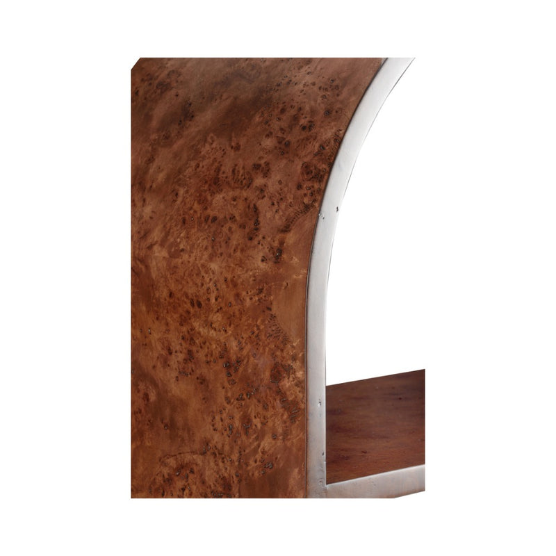 etagere dark burl finish 4 shelves rounded top