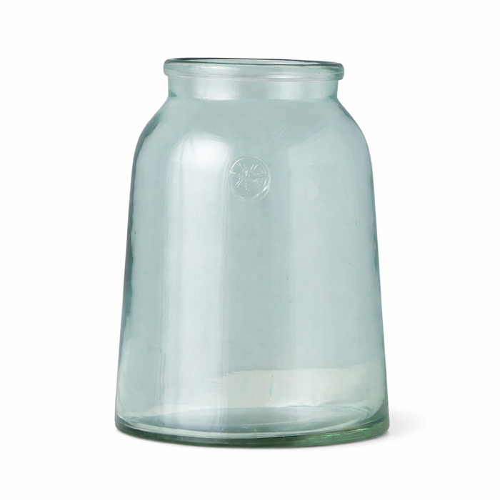 Clear glass jar on a white background