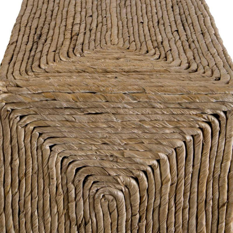 accent table square natural woven banana plant coastal