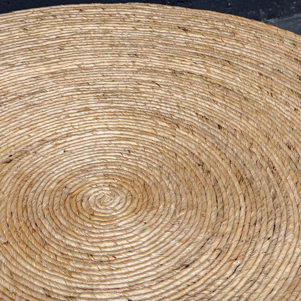 coffee table round natural woven banana plant coastal