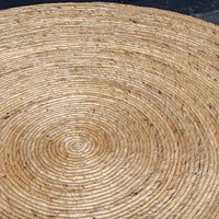 coffee table round natural woven banana plant coastal