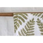 white flour sack tea towel green printed ferns