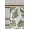white flour sack tea towel green printed ferns