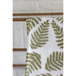 white flour sack tea towel green printed ferns
