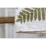 white flour sack tea towel green printed ferns