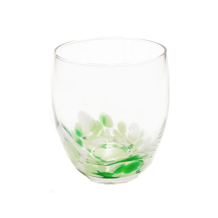 glass handmade colorful drops stemless green white