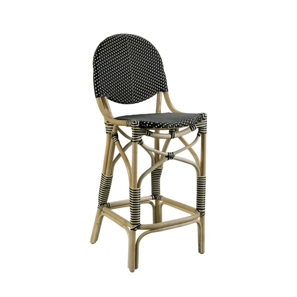 barstool rattan frame all weather weave black white indoor outdoor