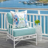 cream blue patterned outdoor square pillow
