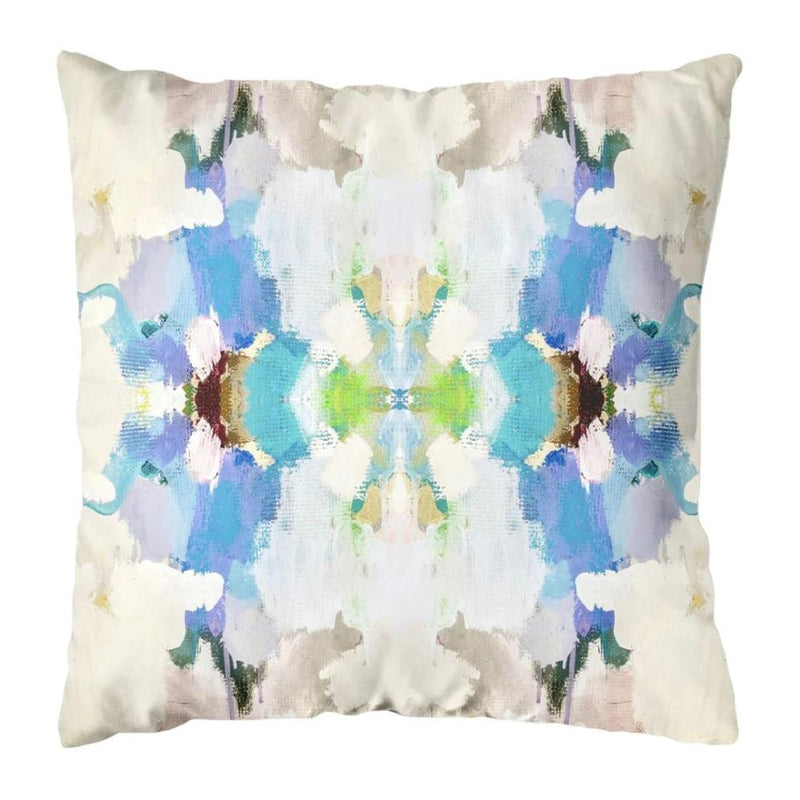 cream blue patterned outdoor sqaure pillow