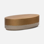 oval coffee table natural concrete gold metallic outdoor