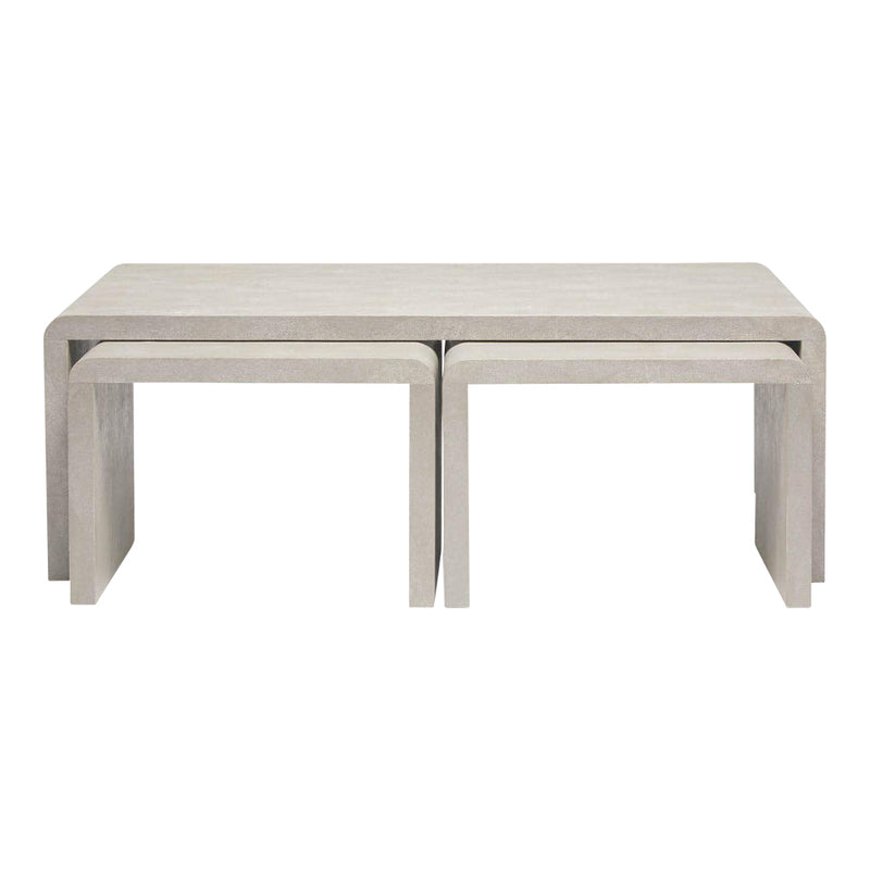 shagreen leather gray nesting coffee table