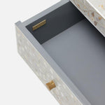 shell inlay gray resin three drawer dresser
