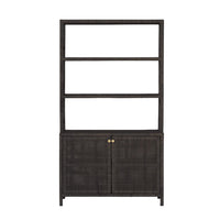 smoke peeled rattan bookcase three shelves storage