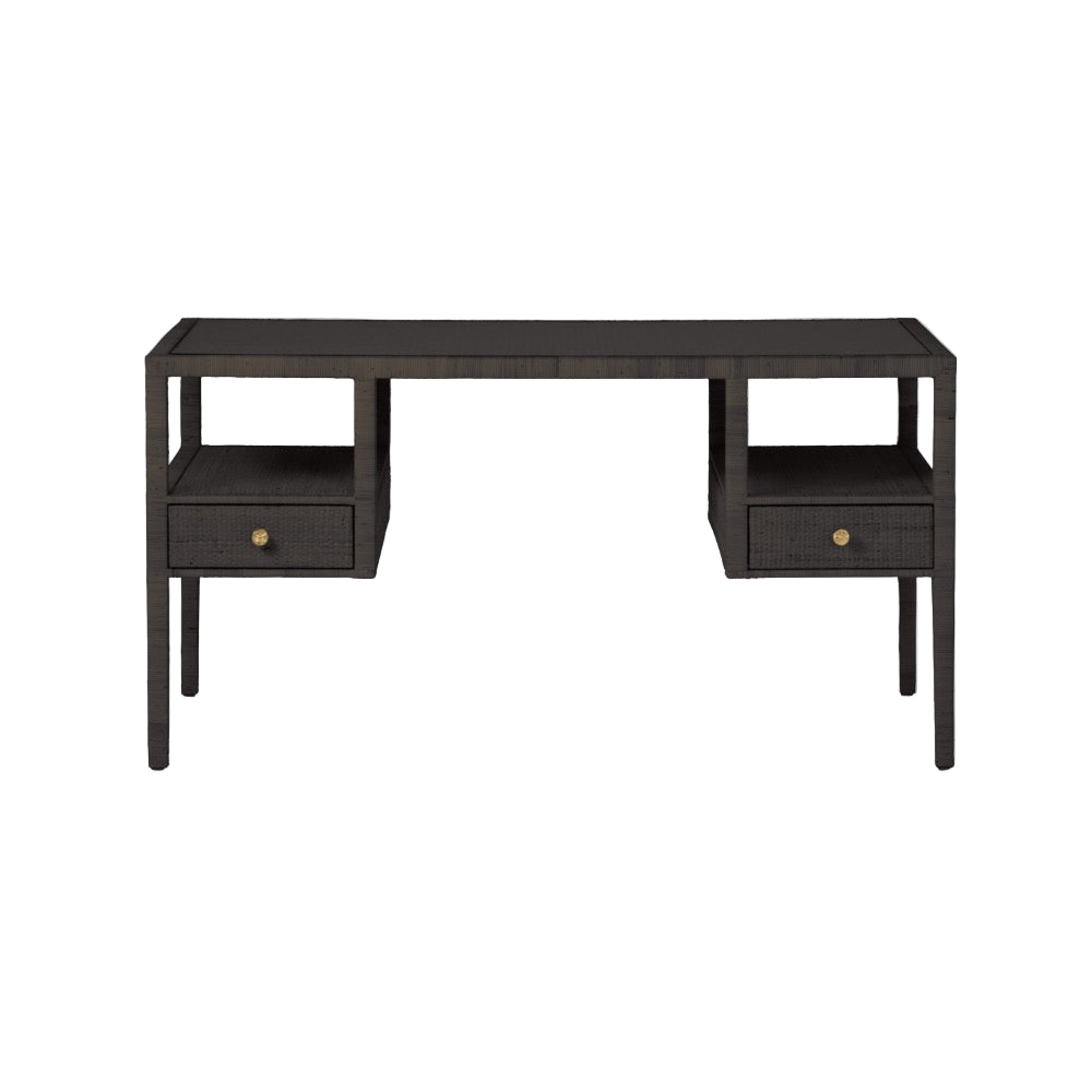 Shop Our Isla Open Shelves Smoke Peeled Rattan Desk | BSEID