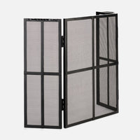 black flat iron fireplace screen three panel