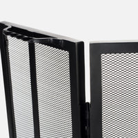 black flat iron fireplace screen three panel