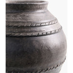 round vase texture dark gray glazed rustic