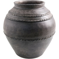 round vase texture dark gray glazed rustic