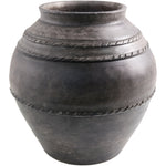 round vase texture dark gray glazed rustic