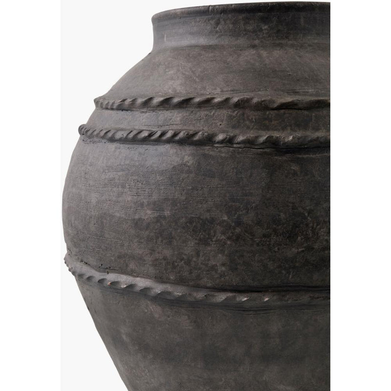 round vase texture dark gray glazed rustic