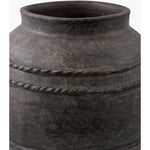 round vase texture dark gray glazed rustic