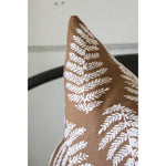 ginger brown lumbar pillow white ferns