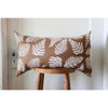 ginger brown lumbar pillow white ferns