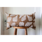 ginger brown lumbar pillow white ferns