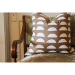 cinnamon brown square pillow white half moons