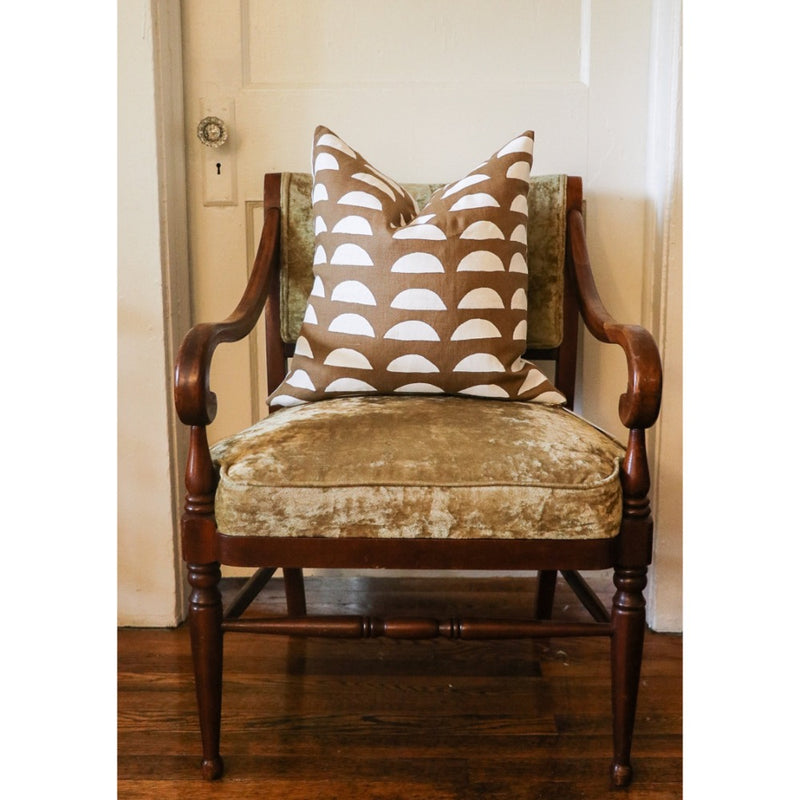 cinnamon brown square pillow white half moons