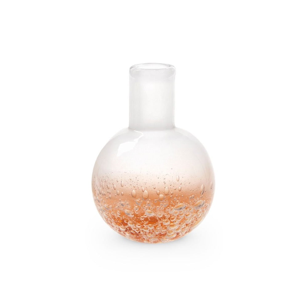 peach clear hand-blown glass round bulb vase