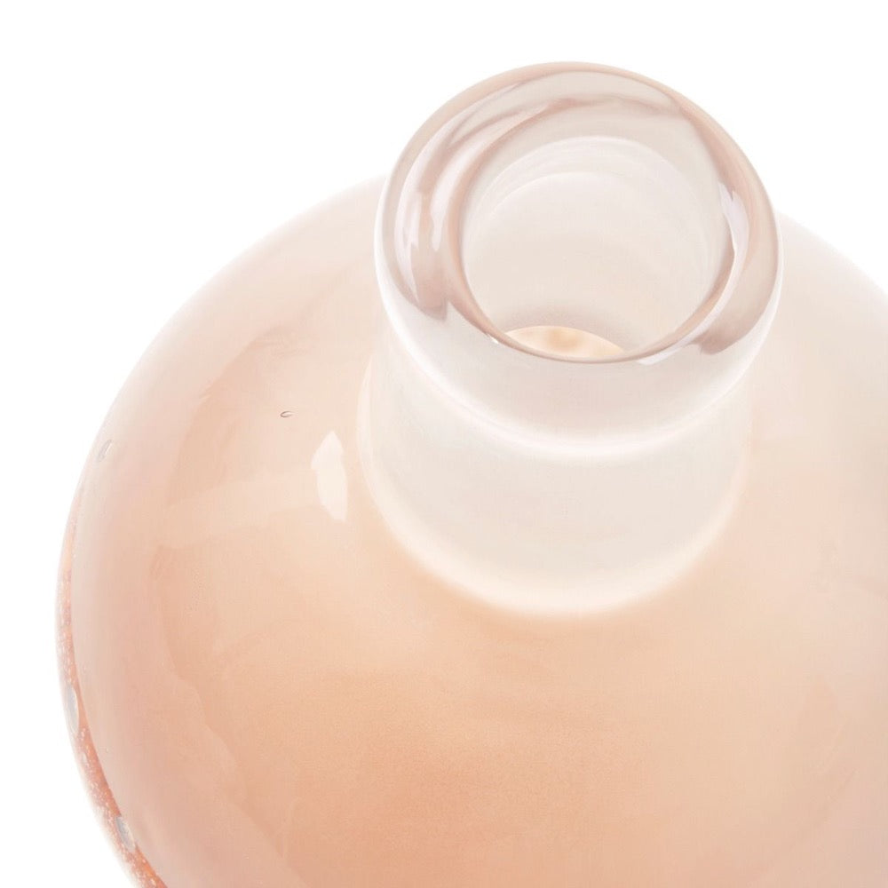peach clear hand-blown glass round bulb vase