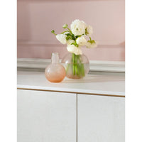 peach clear hand-blown glass round bulb vase