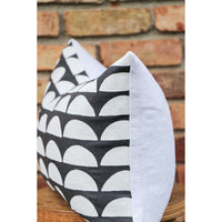 dark gray lumbar pillow white half moons