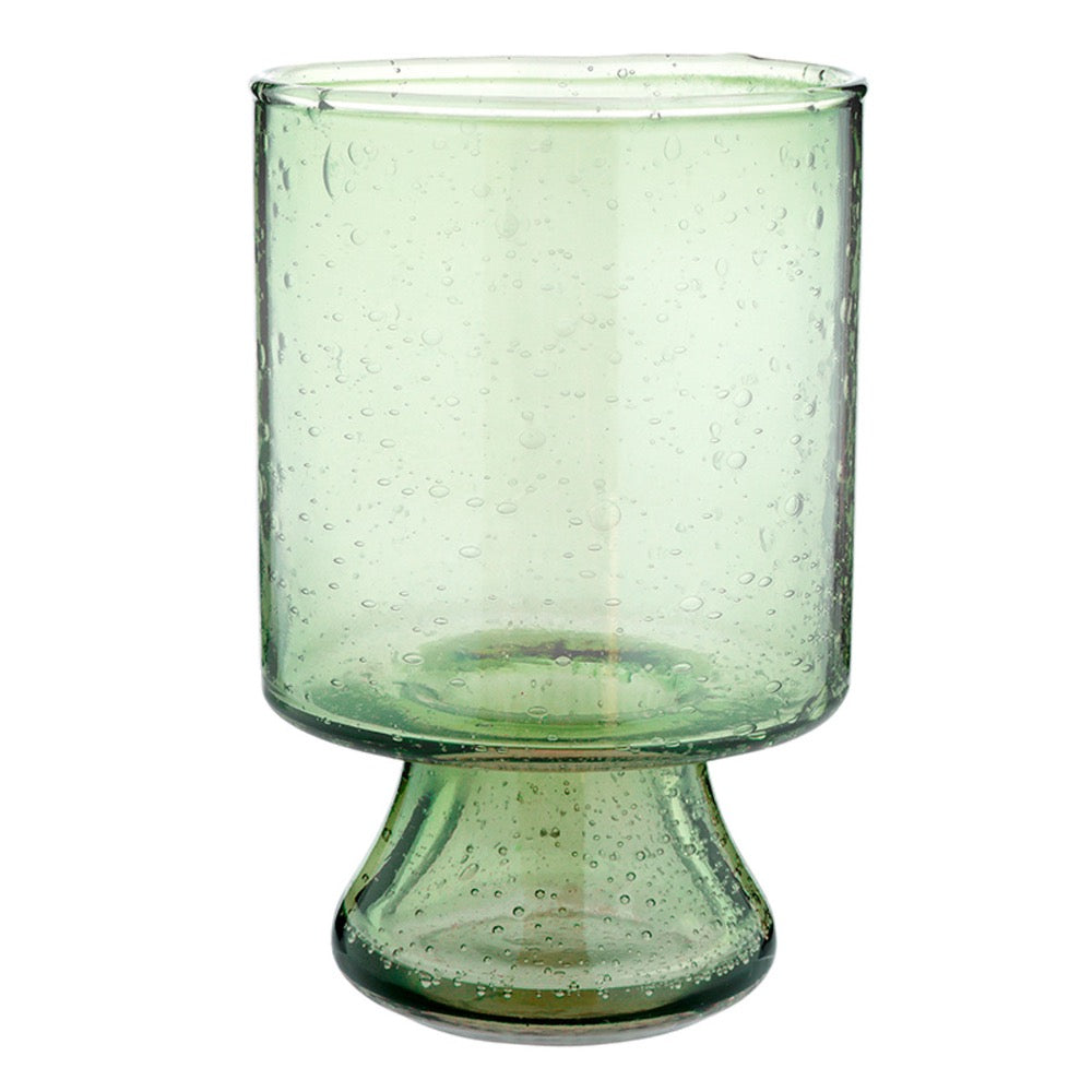 drinking glasses stem green seeded glass