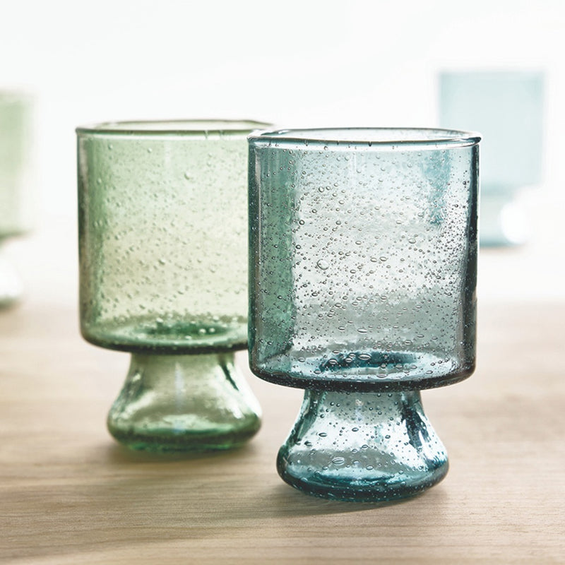 drinking glasses stem green seeded glass