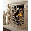 Fireplace Screen Panel Scroll Design in White Floral Finish