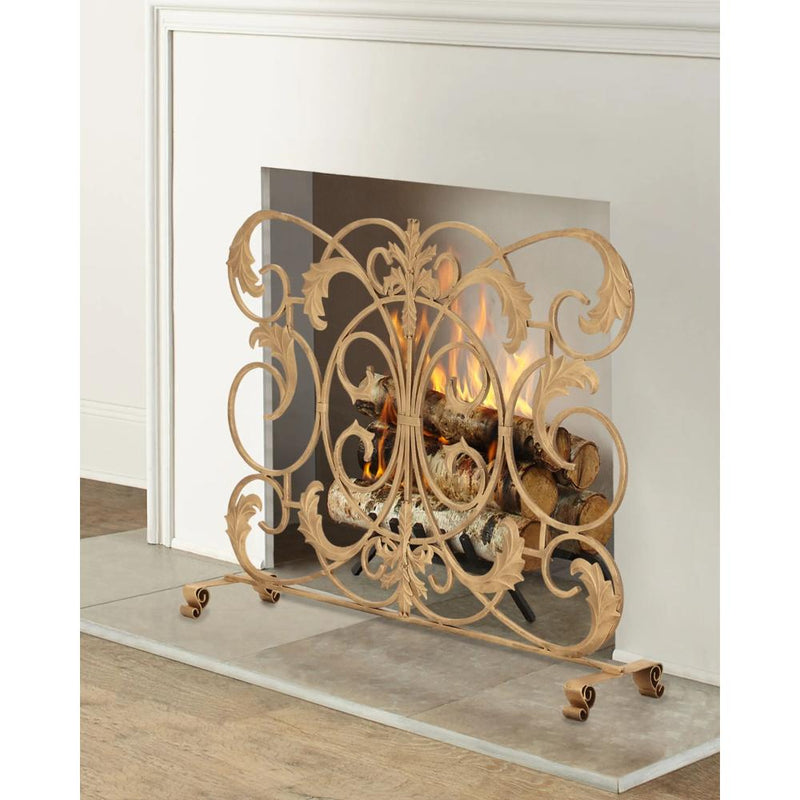 firescreen antique gold acanthus leaf