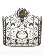 Burnished Gold Monogrammed or Fleur de Lis Accent Fireplace Screen
